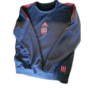ARSENAL LONDON 2019 2020 ADIDAS BLUE CREWNECK SWEATSHIRT MEN LARGE GUNNERS FLAWS